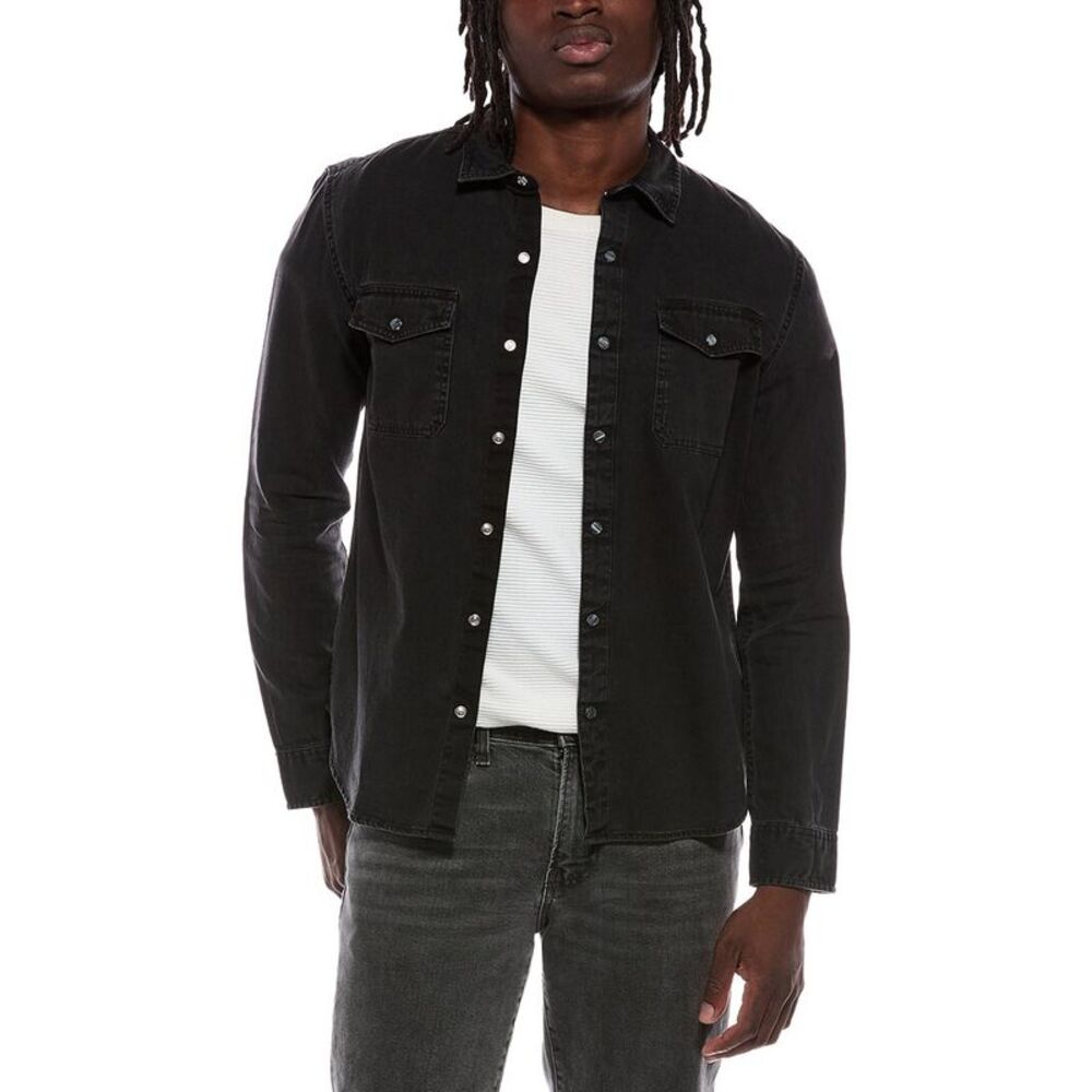 John Varvatos Mens Otto Denim Overshirt, Black